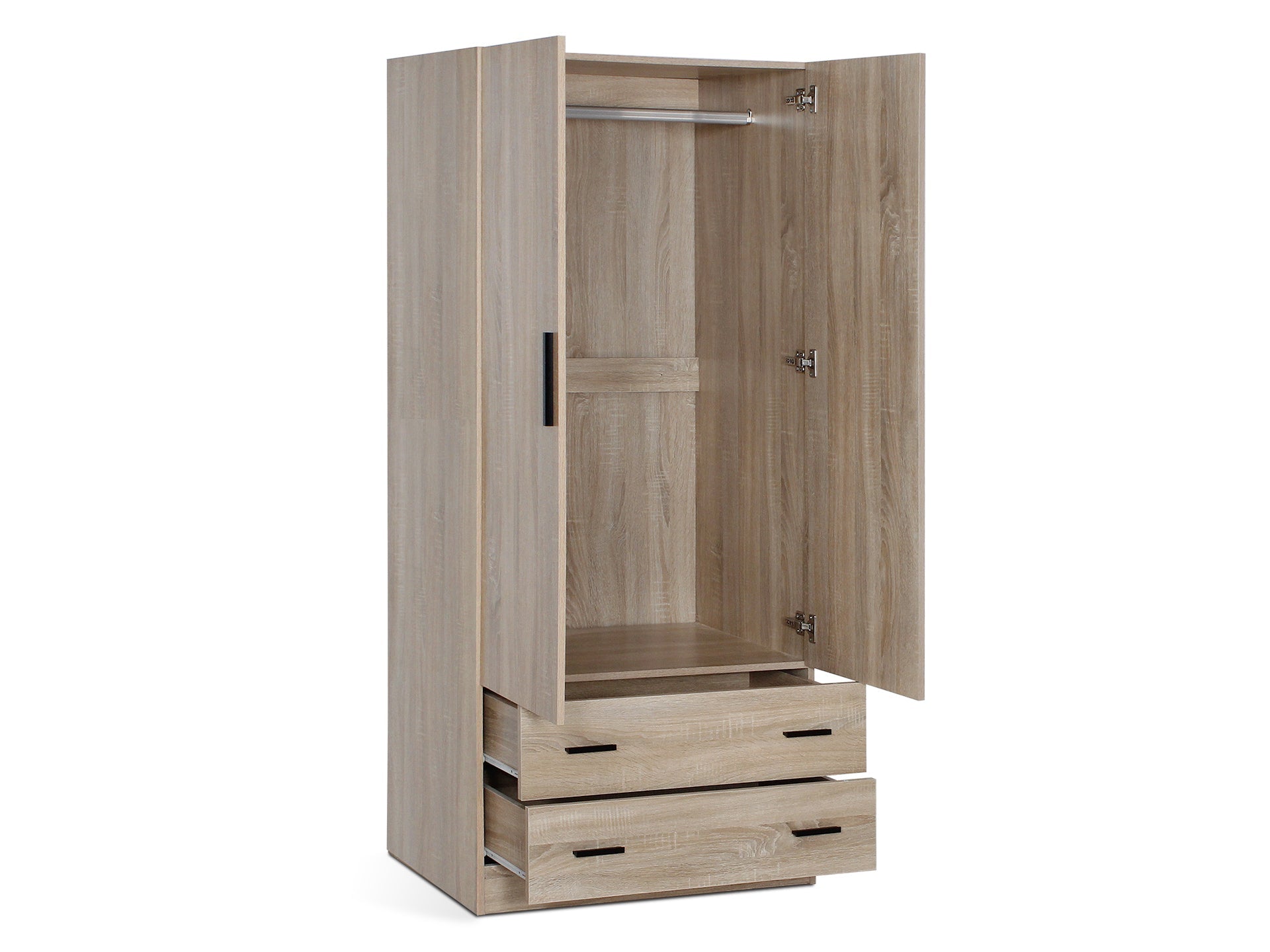 Bram 2 Door Wardrobe with 2 Drawers - Oak