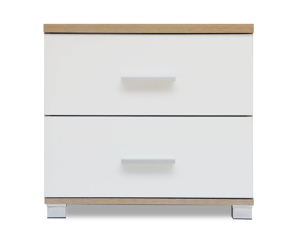 Bram Bedside Table - Oak + White