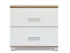 Bram Bedside Table - Oak + White