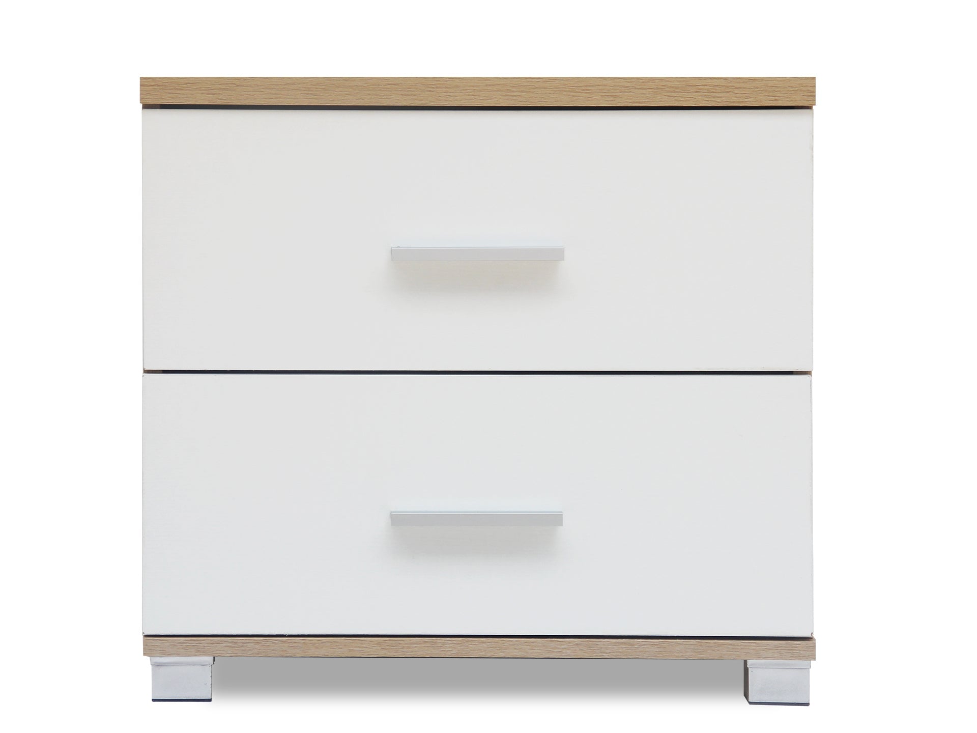 Bram Bedside Table - Oak + White