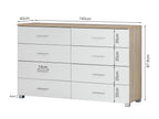 Bram Low Boy 8 Drawer Chest Dresser - Oak + White