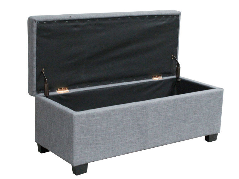 ELLIE Ottoman Footstool Storage Box - GREY