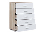 Bram Tallboy 5 Drawer Chest Dresser - Oak + White