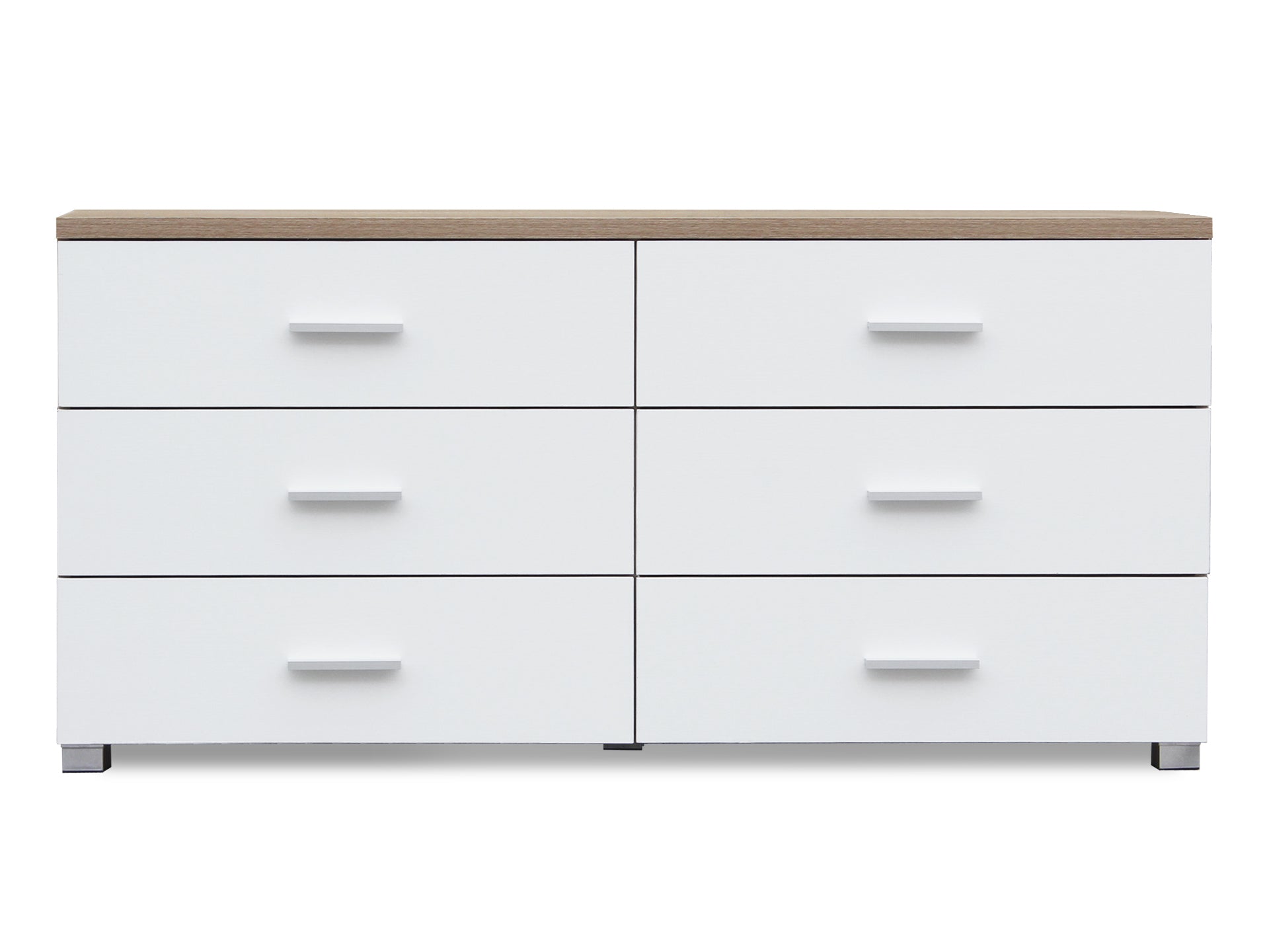 Bram Low Boy 6 Drawer Chest Dresser - Oak + White