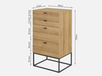 XOAN Wooden Tallboy 4 Drawers - Oak