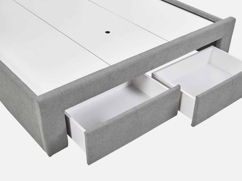 HLOLELA Queen Bed Frame with Storage - LIGHT GREY