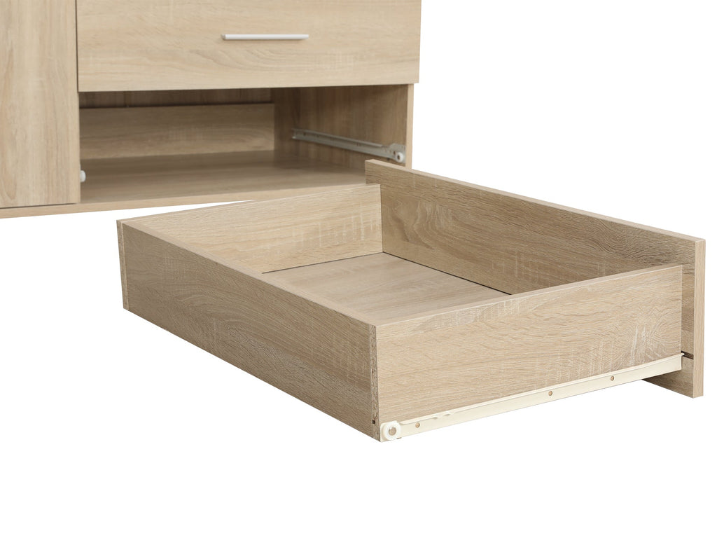 Bram 3 Door Wardrobe Cabinet with Mirror - Oak