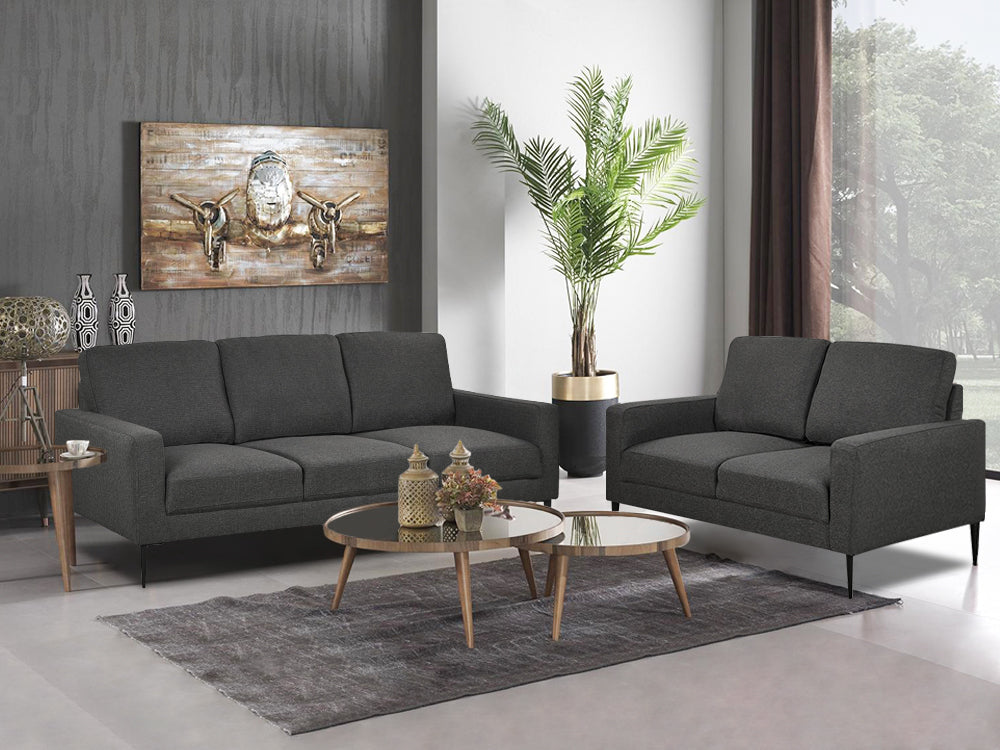 Toronto 2 Piece Sofa Set - Dark Grey