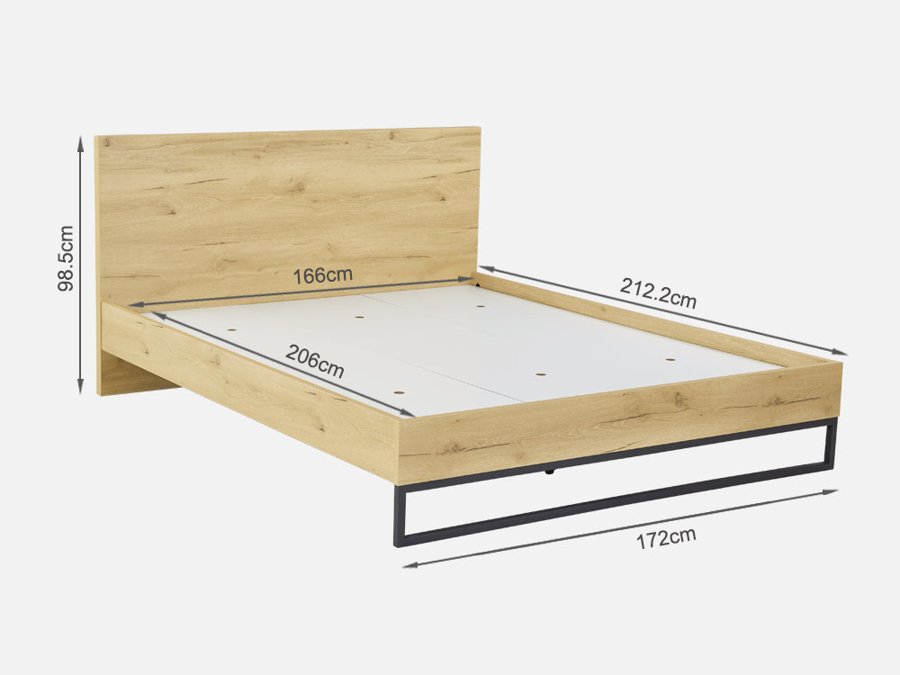 FROHNA King Wooden Bed Frame - Oak