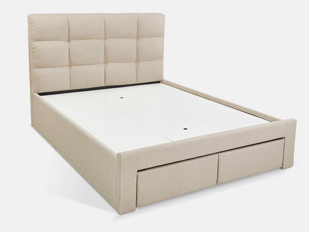 MUSALA King Bed Frame with Storage - BEIGE