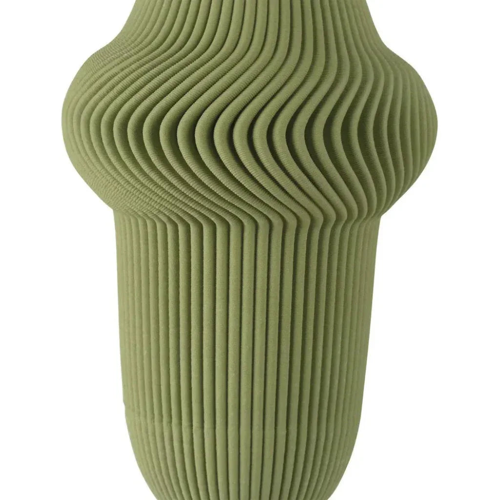 10" Plisse Porcelain Green Vase