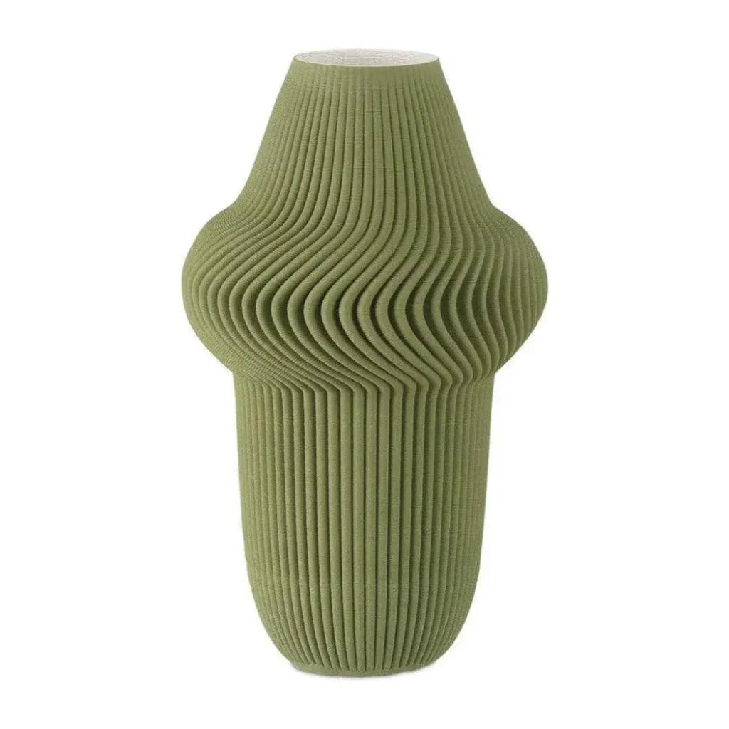 10" Plisse Porcelain Green Vase