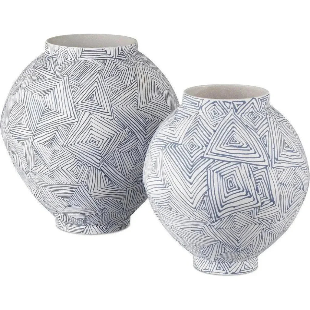 10.5" Zag Porcelain Blue Vase