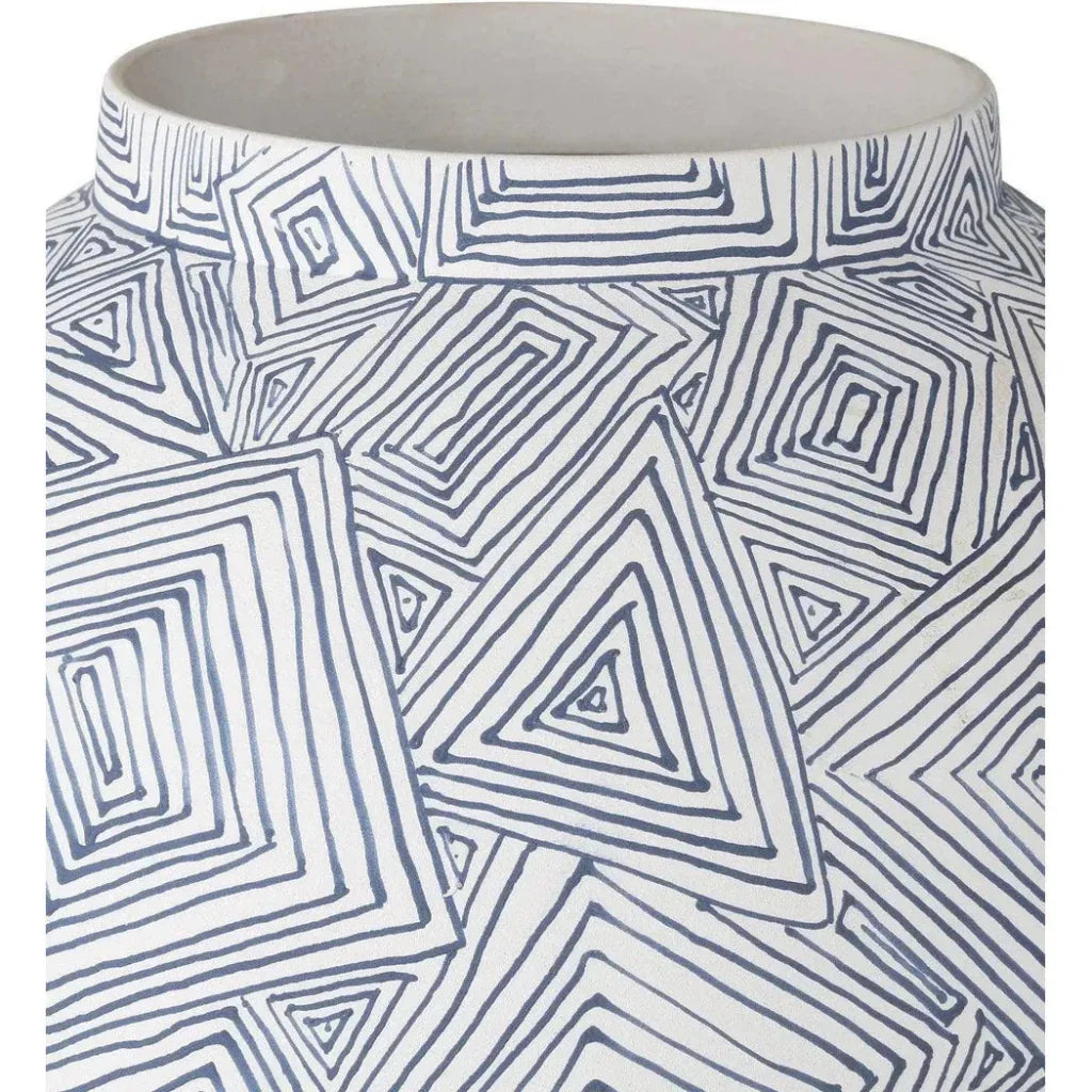 10.5" Zag Porcelain Blue Vase