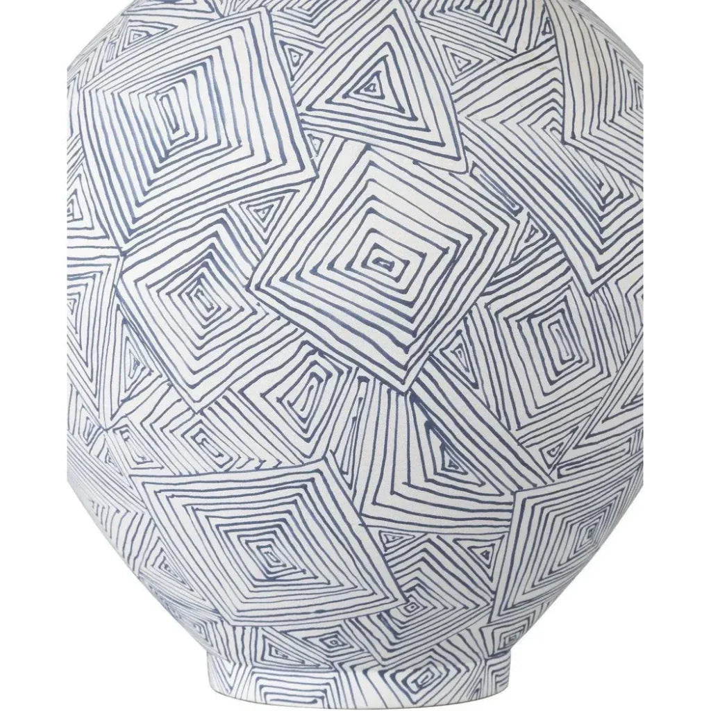 10.5" Zag Porcelain Blue Vase