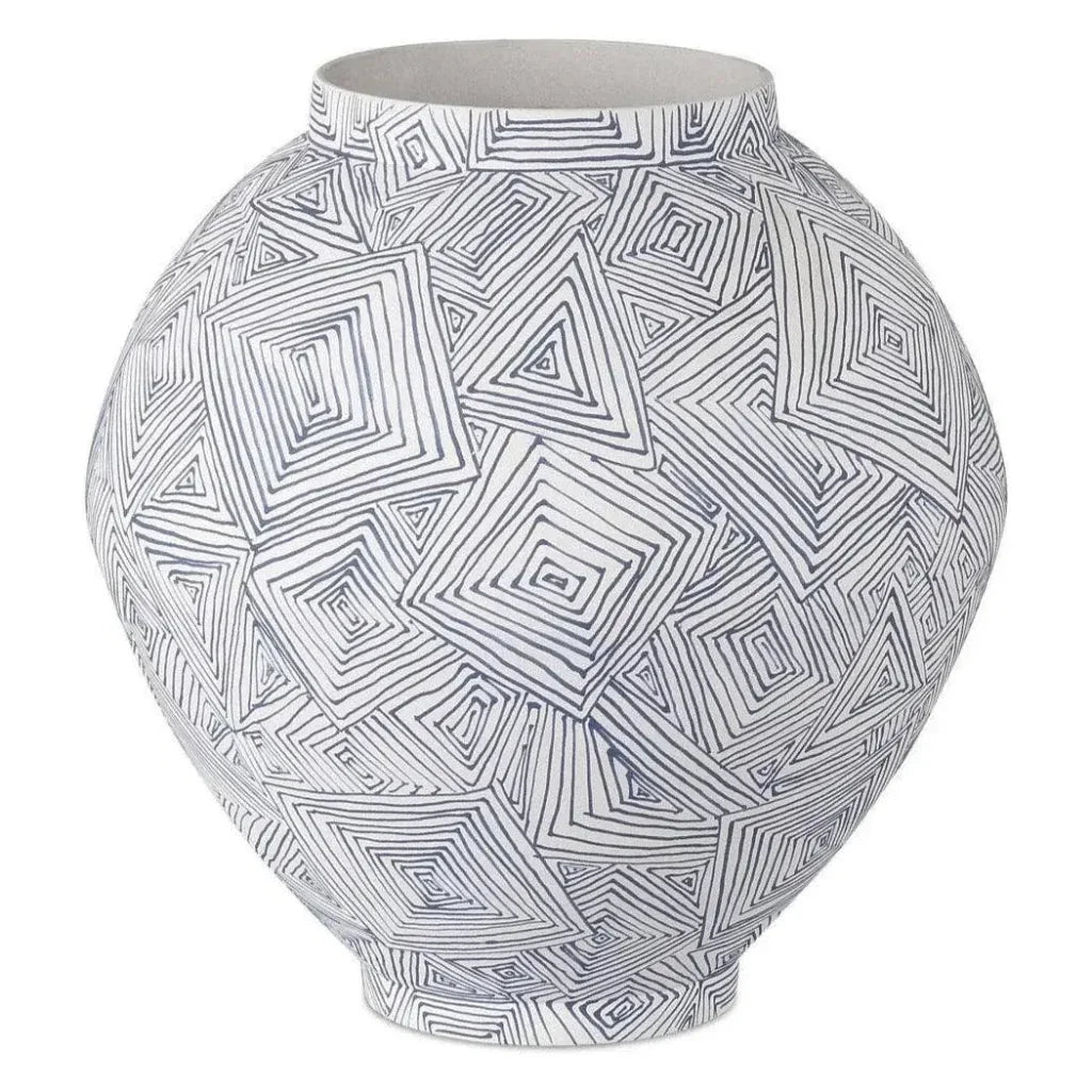 10.5" Zag Porcelain Blue Vase