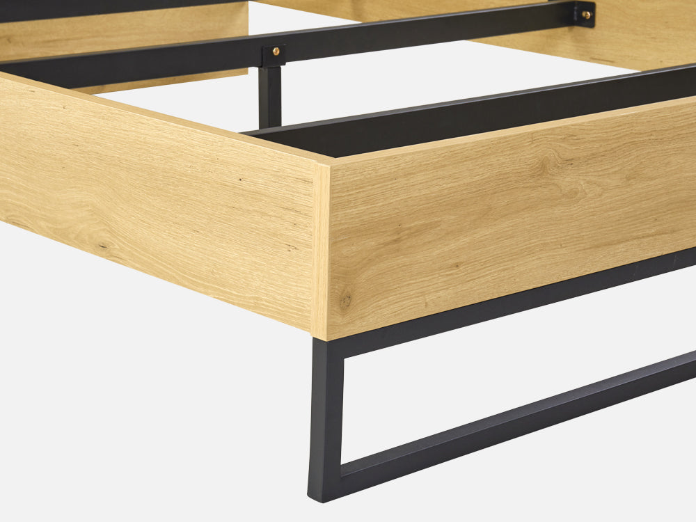 FROHNA King Wooden Bed Frame - Oak