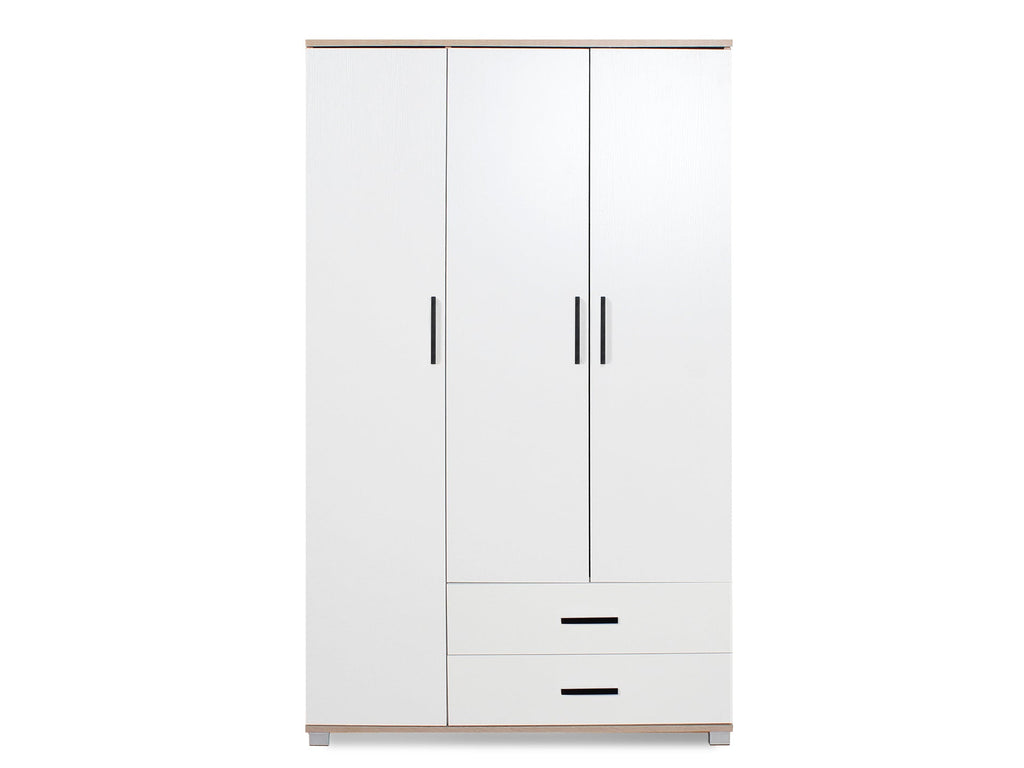 Bram 3 Door Wardrobe with 2 Drawers - Oak + White