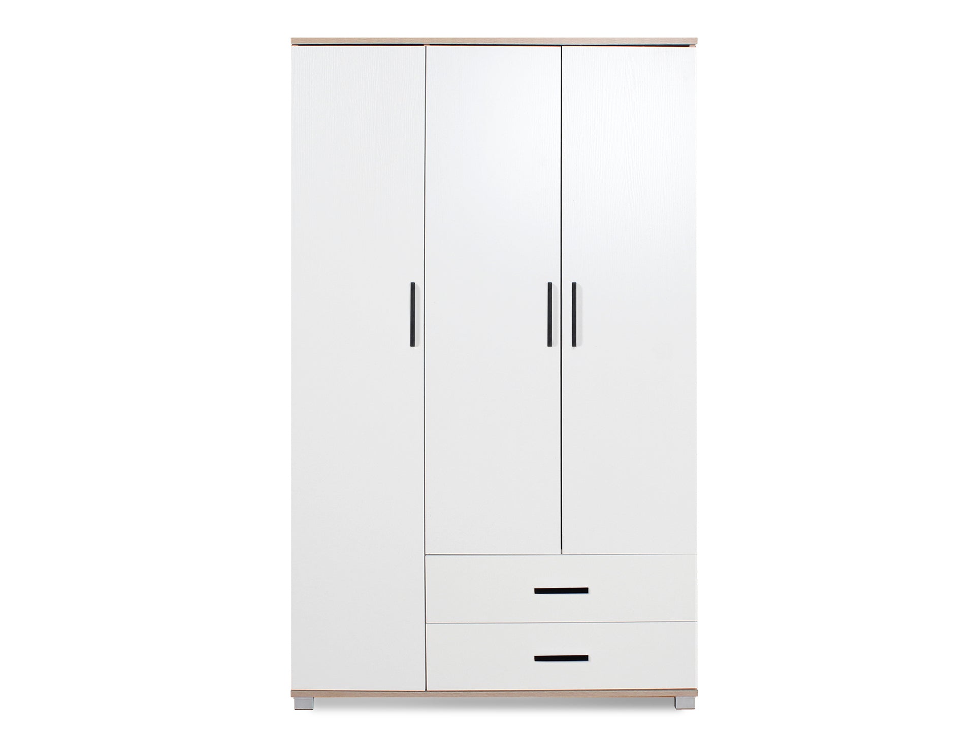 Bram 3 Door Wardrobe with 2 Drawers - Oak + White
