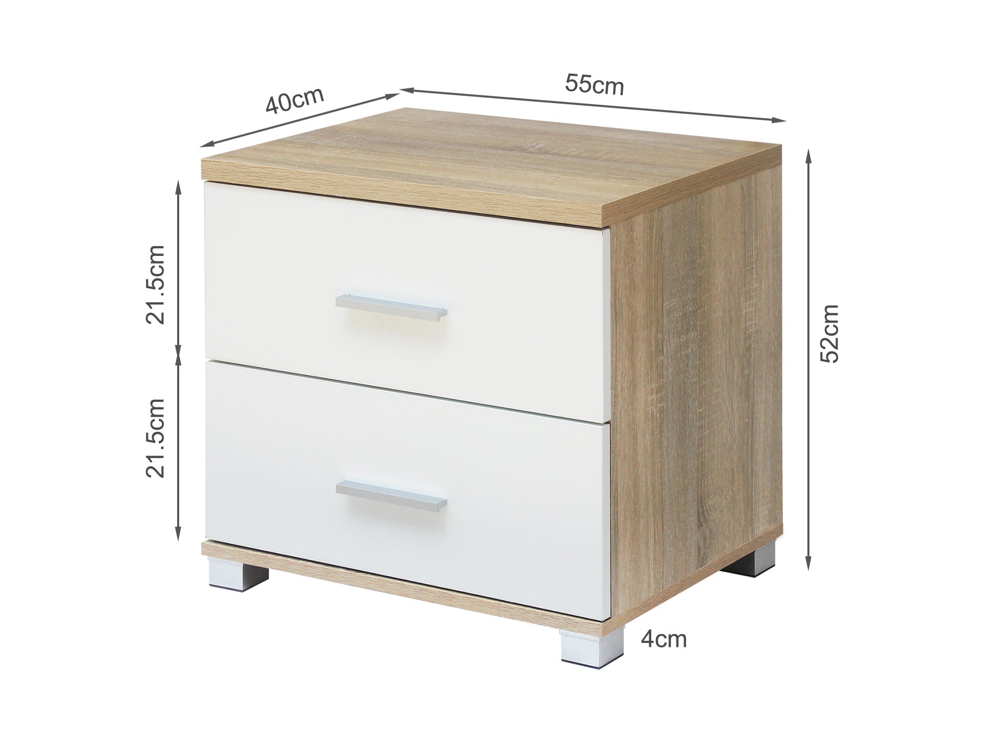 Bram Bedside Table - Oak + White