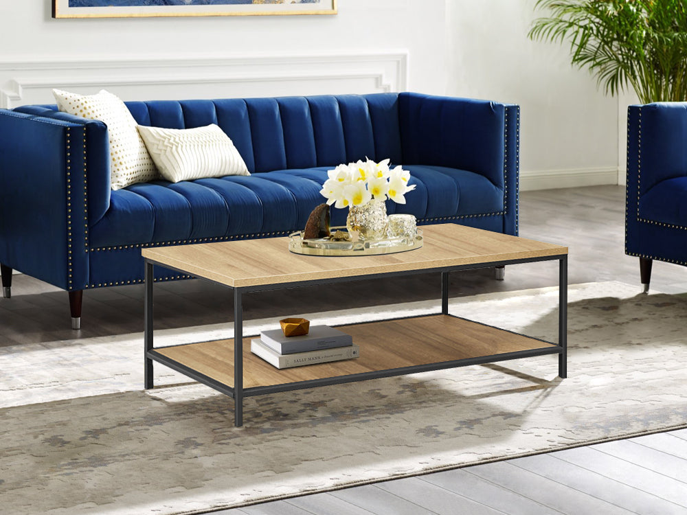 KADEN Rectangular Coffee Table with Storage - Oak