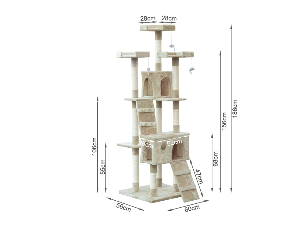 BINGO Cat Tree House 185cm 7 Levels - BEIGE