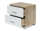 Bram Bedside Table - Oak + White