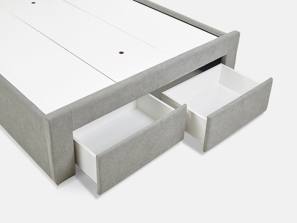 MUSALA Queen Bed Frame with Storage - LIGHT GREY