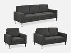 Toronto 3 Piece Sofa Set - Dark Grey