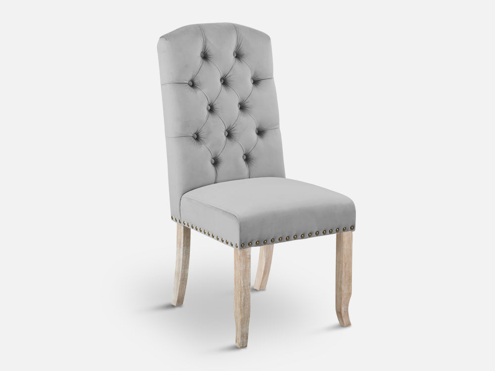 LAYLA 4PCS Velvet Dining Chair - GREY