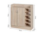 Maui 2 Door Shoe Cabinet Storage Rack - Oak