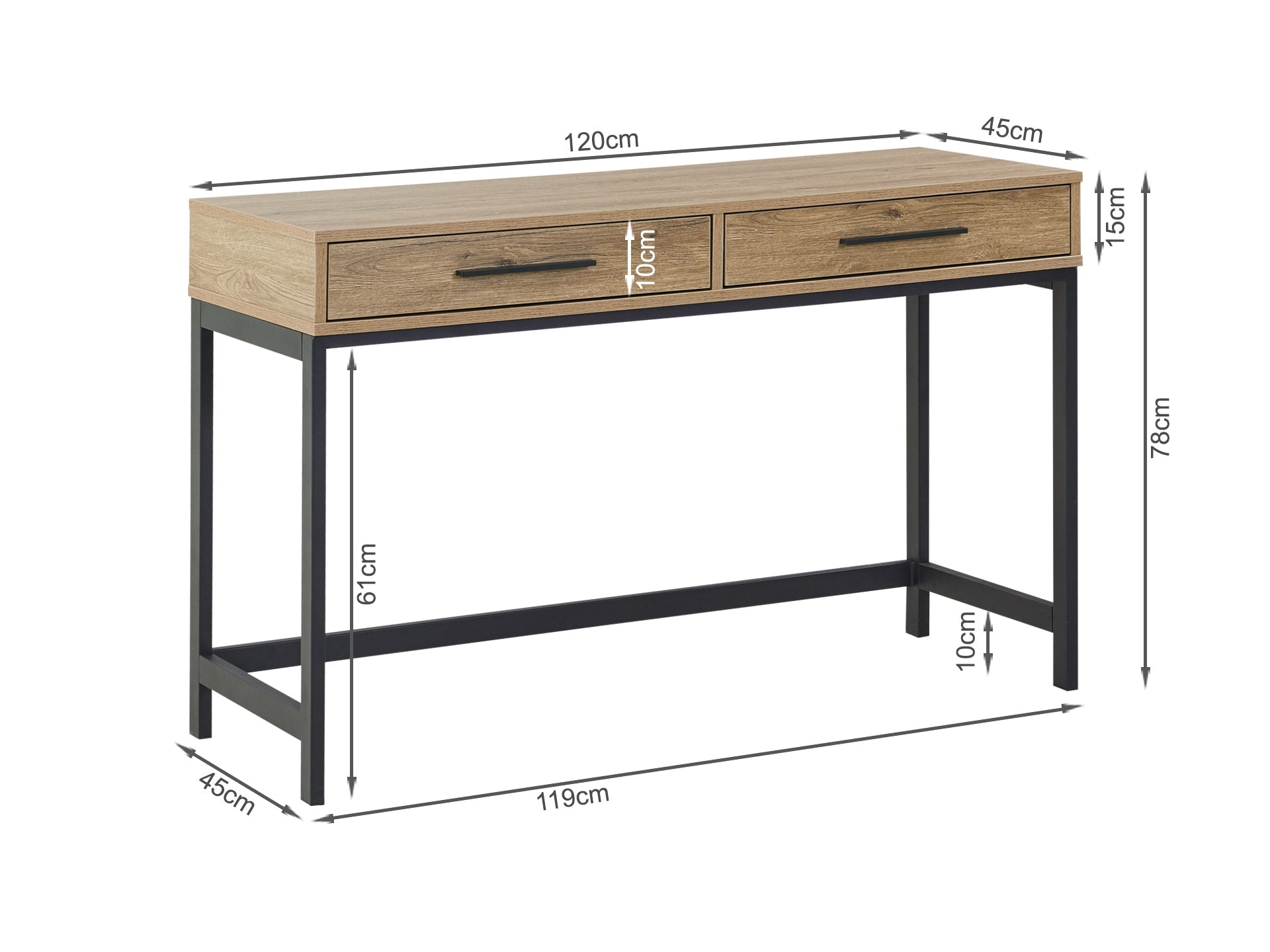 Lennox 120cm Computer Desk - Dark Oak
