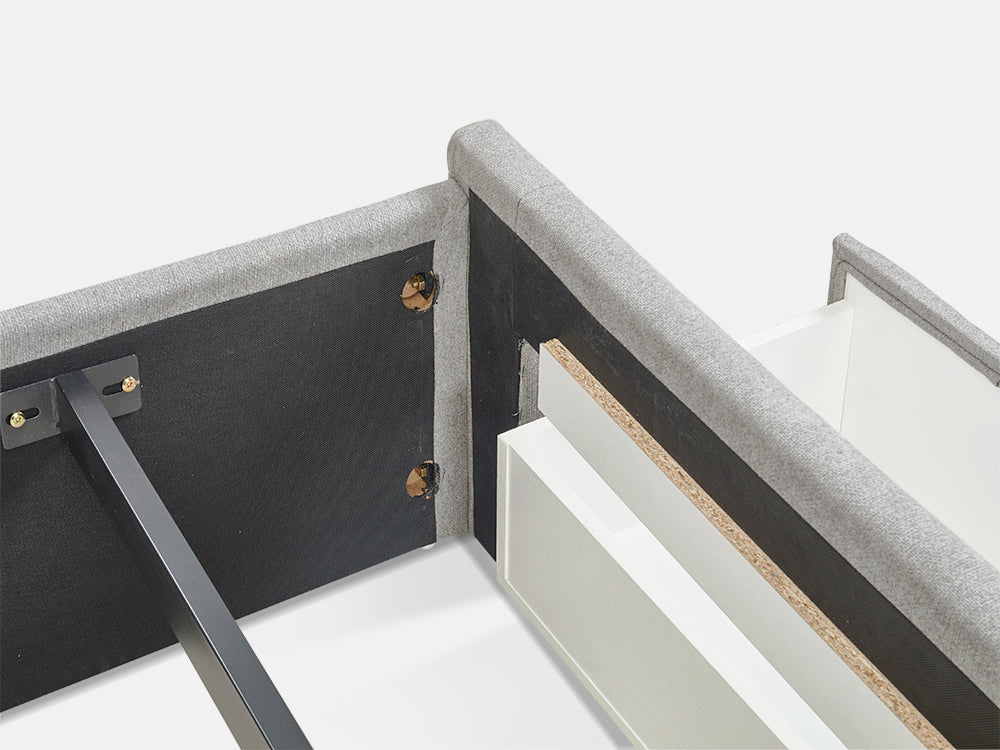 MUSALA Queen Bed Frame with Storage - LIGHT GREY
