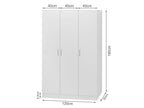 Bram 3 Door Wardrobe Cabinet - White