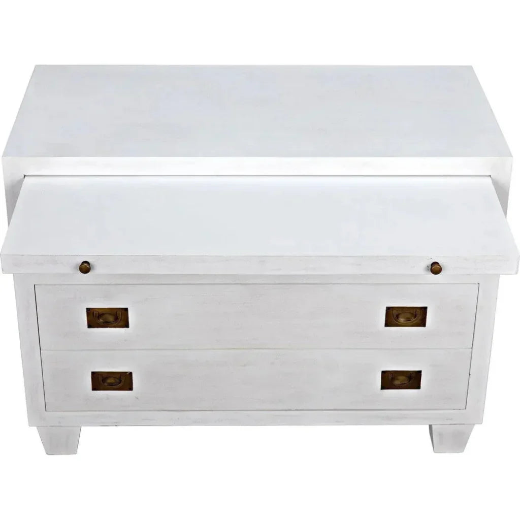 2-Drawer Wood Rectangle Side Table Sliding Tray