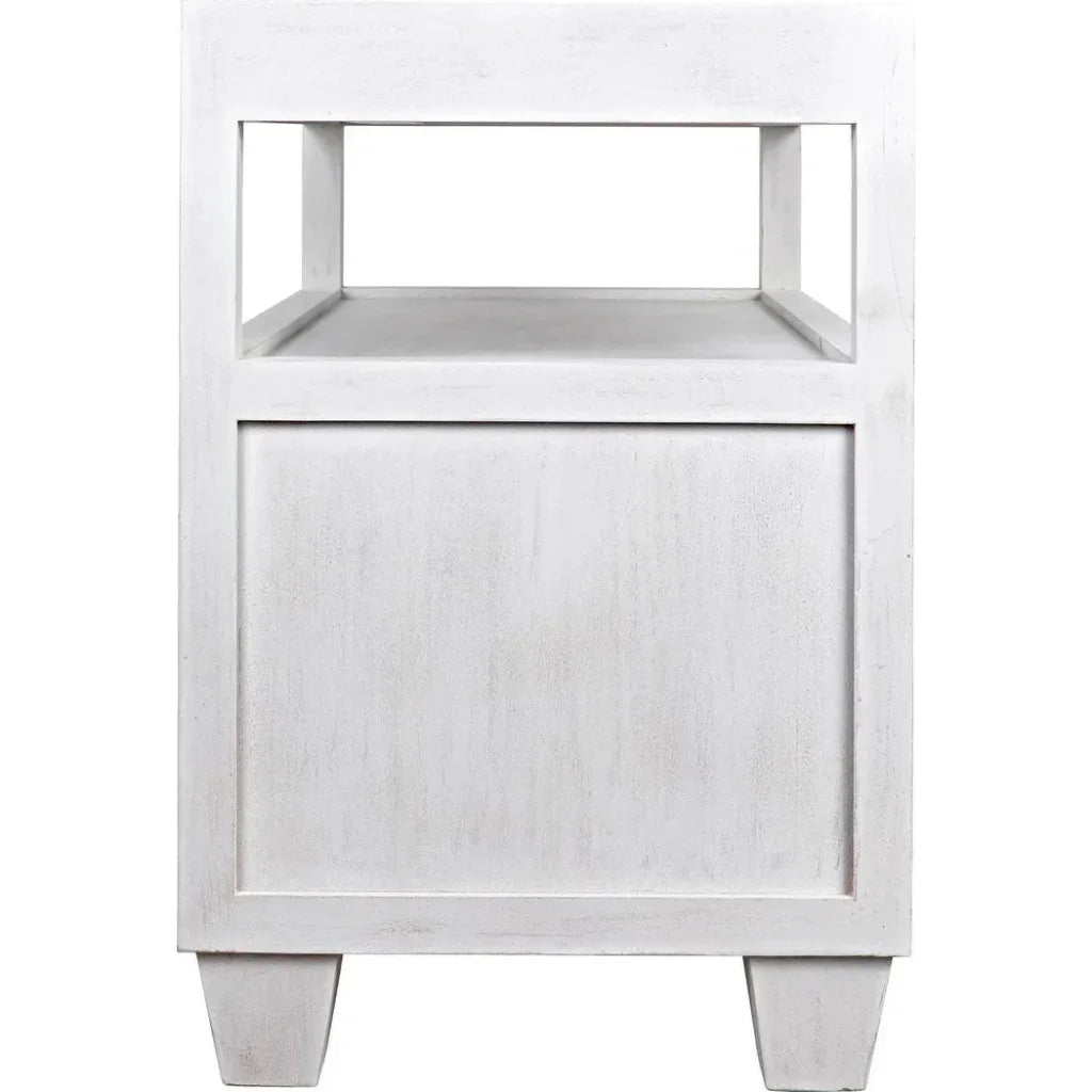 2-Drawer Wood Rectangle Side Table Sliding Tray