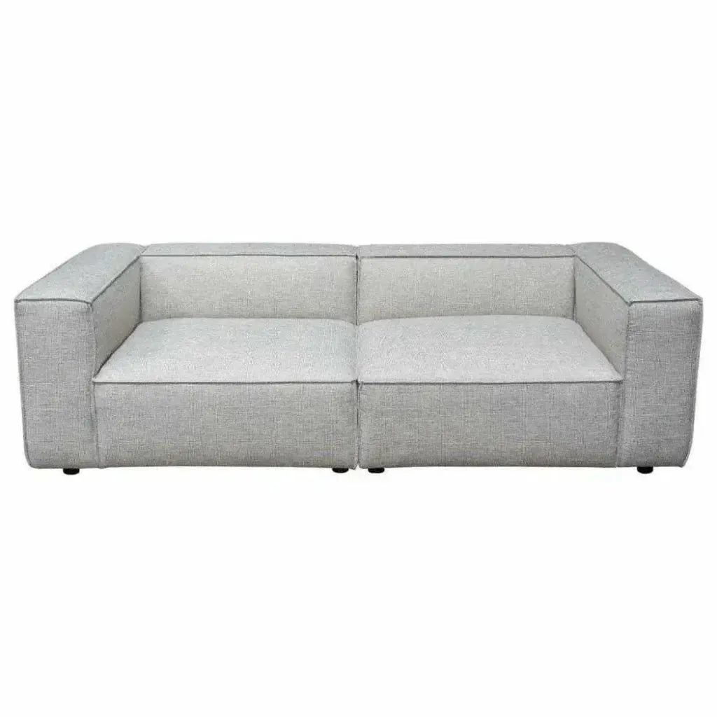 2 PC Set Beige Low Back Modular Sofa in Barley