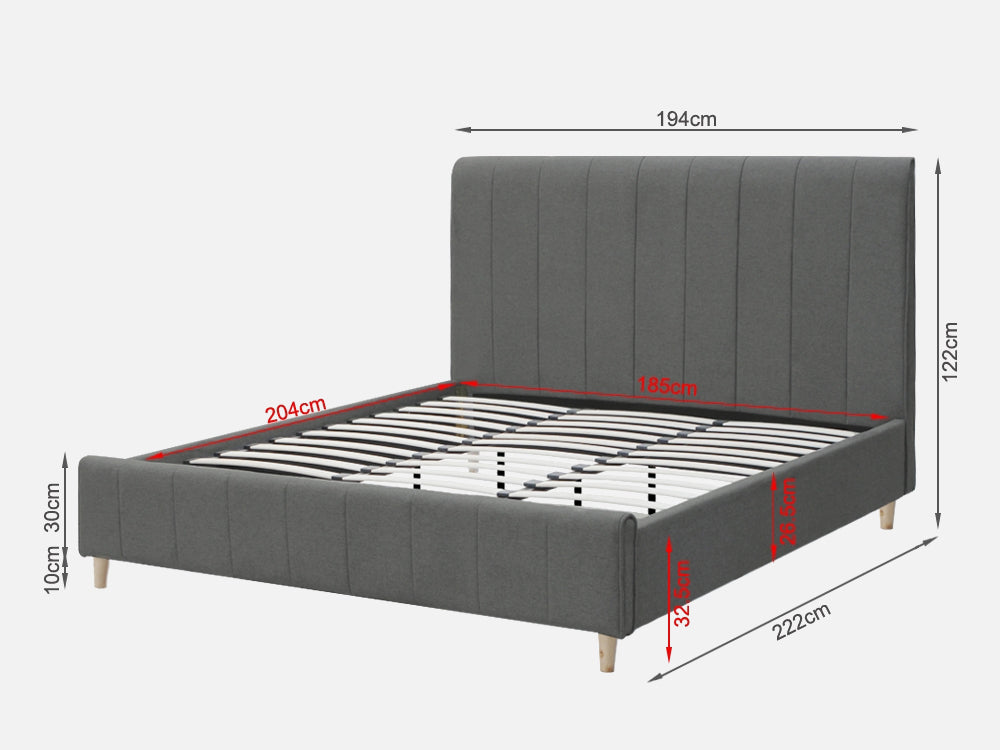 SIERRA Super King Bed Frame - GREY