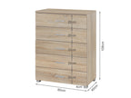 BRAM Tallboy 5 Drawer Chest Dresser - Oak