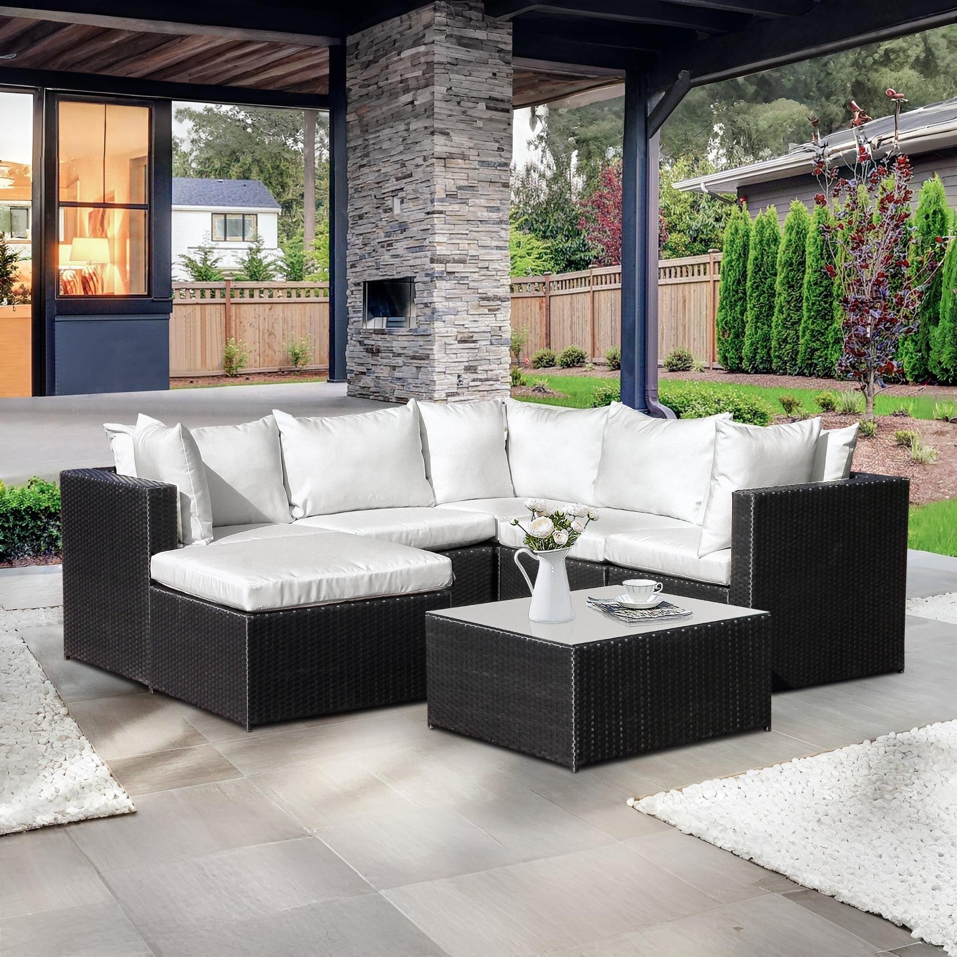 Verona 7 Piece Rattan Outdoor Sofa Set - White