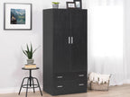 Bram 2 Door Wardrobe with 2 Drawers - Black