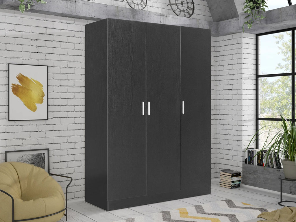 Bram 3 Door Wardrobe Cabinet - Black