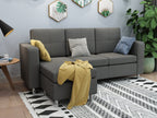 Seattle 3-Seater Fabric Sofa Couch with Chaise - Dark Grey
