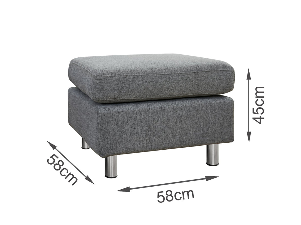 Seattle 3-Seater Fabric Sofa Couch with Chaise - Dark Grey