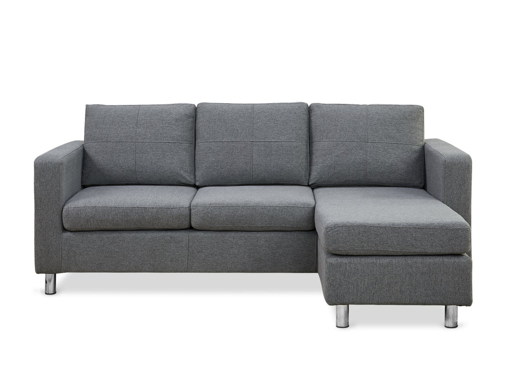 Seattle 3-Seater Fabric Sofa Couch with Chaise - Dark Grey