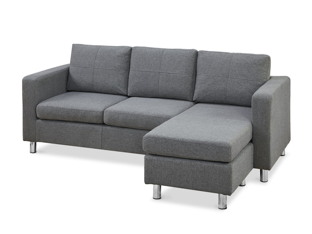 Seattle 3-Seater Fabric Sofa Couch with Chaise - Dark Grey