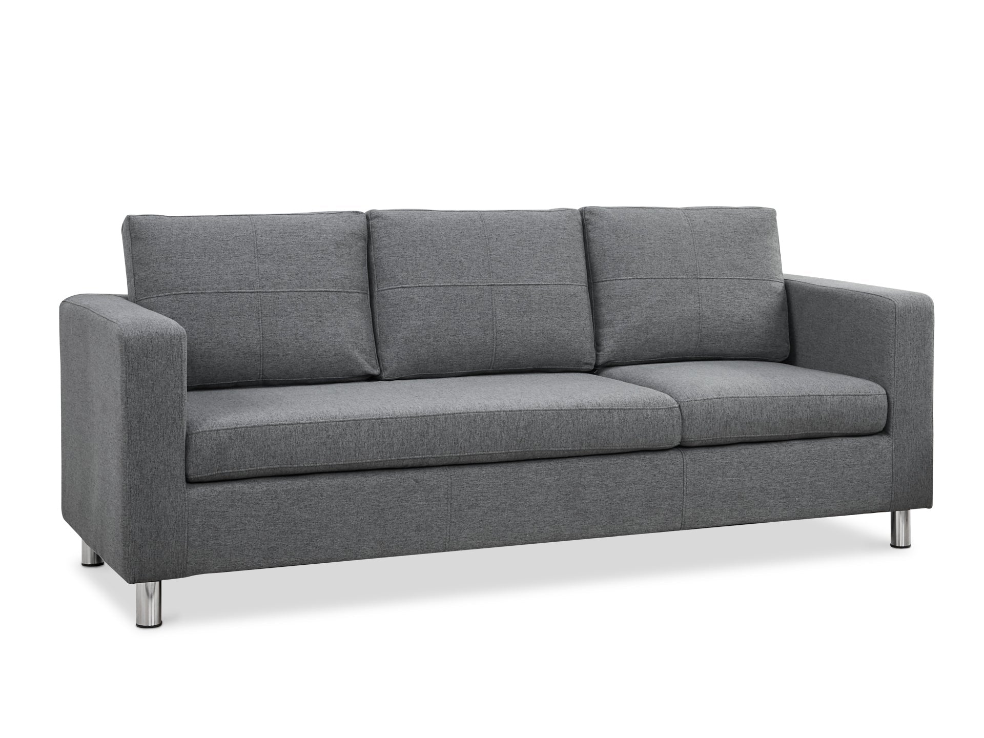 Seattle 3-Seater Fabric Sofa Couch with Chaise - Dark Grey