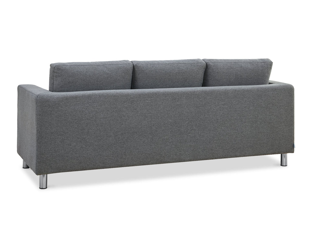 Seattle 3-Seater Fabric Sofa Couch with Chaise - Dark Grey