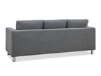 Seattle 3-Seater Fabric Sofa Couch with Chaise - Dark Grey