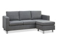 Seattle 3-Seater Fabric Sofa Couch with Chaise - Dark Grey